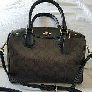 Coach black/brown monogram mini bennet Like NEW!